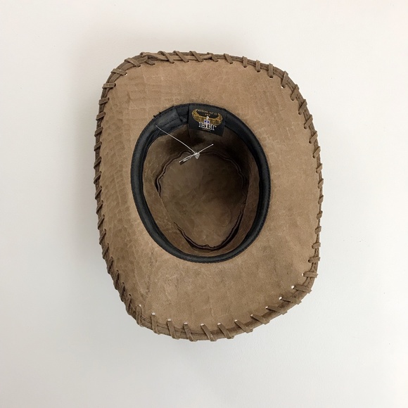 HENSCHEL Australian Outback Leather Hat SZ S NWT Crocodile Snake Diamond main image 5